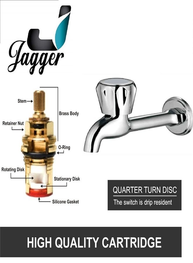 Jagger JBA212 Brass Long Body Taps for Bathroom/Kitchen Sink/Brass Taps for Home/Bathroom Bib Cock 1/2 Inch Spout Outlet (with Wall Flange and Teflon Tape) (Sleek Long Body) - Image 2